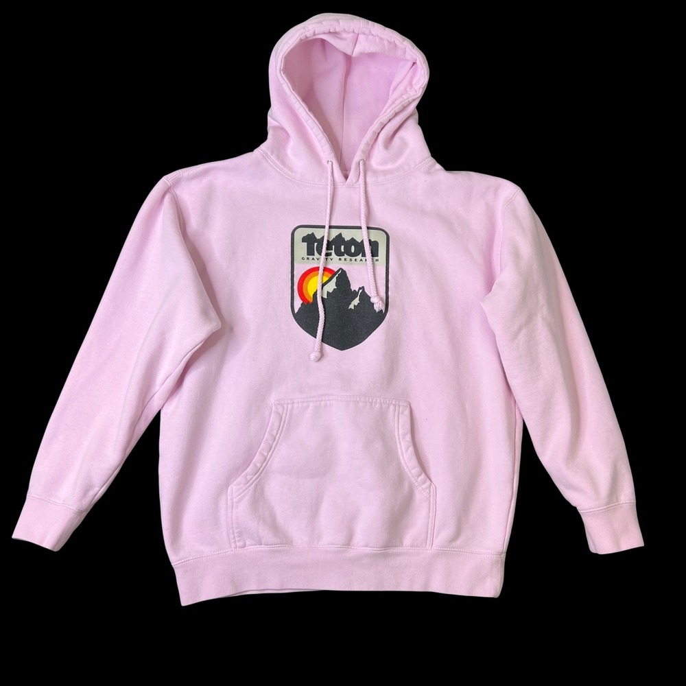 Teton Gravity Research Mens Large Pink Retro Camp Mountain Hoodie